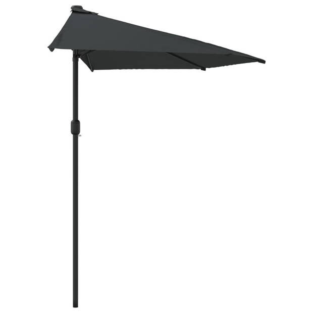 The Living Store Parasol Halfrond - 270 x 144 x 222 cm - UV-beschermend polyester - 38 mm paaldiameter - Antraciet