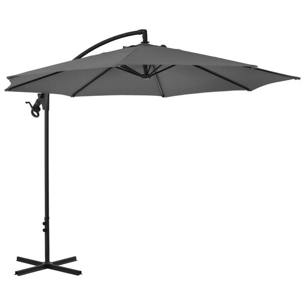 vidaXL Zweefparasol met stalen paal 300 cm antracietkleurig