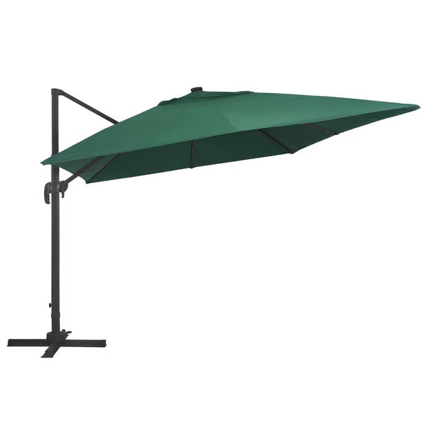 The Living Store Hangende Parasol - 400 x 300 x 268 cm - Groen - met LEDs