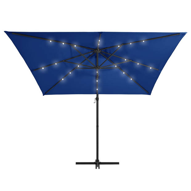 The Living Store Luxe Hangende Parasol - LED-verlichting - Azuurblauw - 250 x 250 x 247 cm