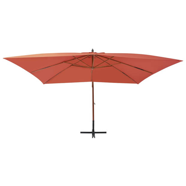 The Living Store Hangende Houten Parasol - Tuinparasol 400x300x285 cm - Terracotta