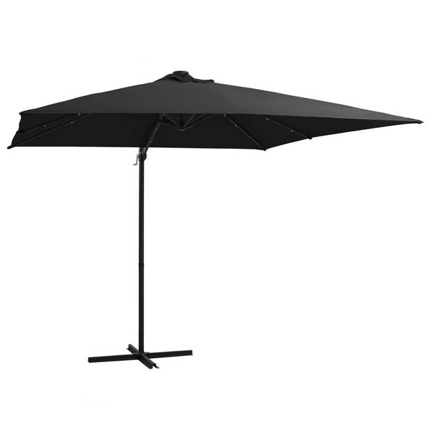 The Living Store Hangende Parasol - LED-verlichting - UV-beschermend - 250x250x247 cm - Zwart