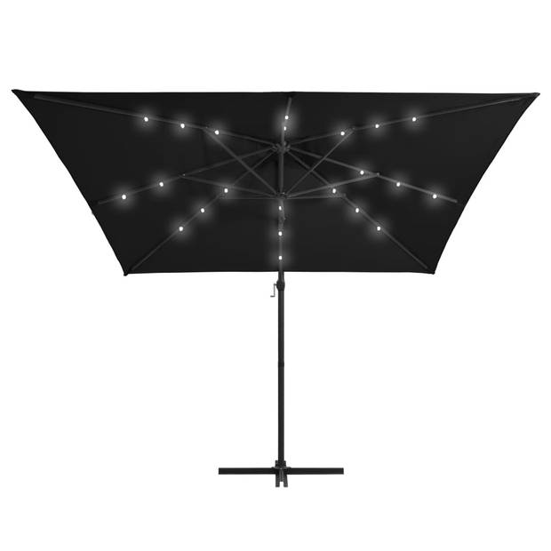 The Living Store Hangende Parasol - LED-verlichting - UV-beschermend - 250x250x247 cm - Zwart