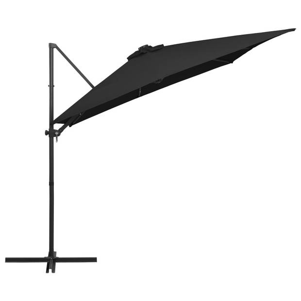 The Living Store Hangende Parasol - LED-verlichting - UV-beschermend - 250x250x247 cm - Zwart