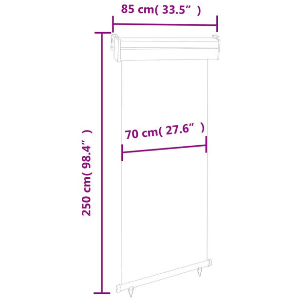 vidaXL Balkonscherm 85x250 cm bruin