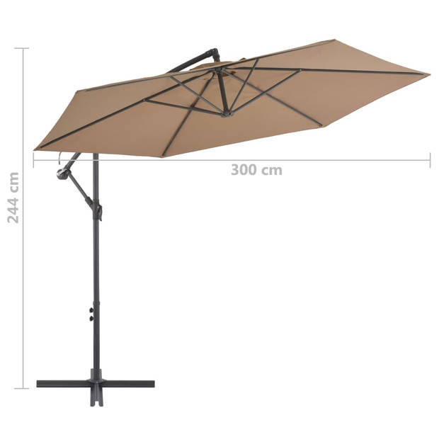 vidaXL Zweefparasol met aluminium paal 300 cm taupe