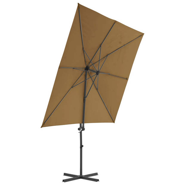 vidaXL Zweefparasol met stalen paal 250x250 cm taupe