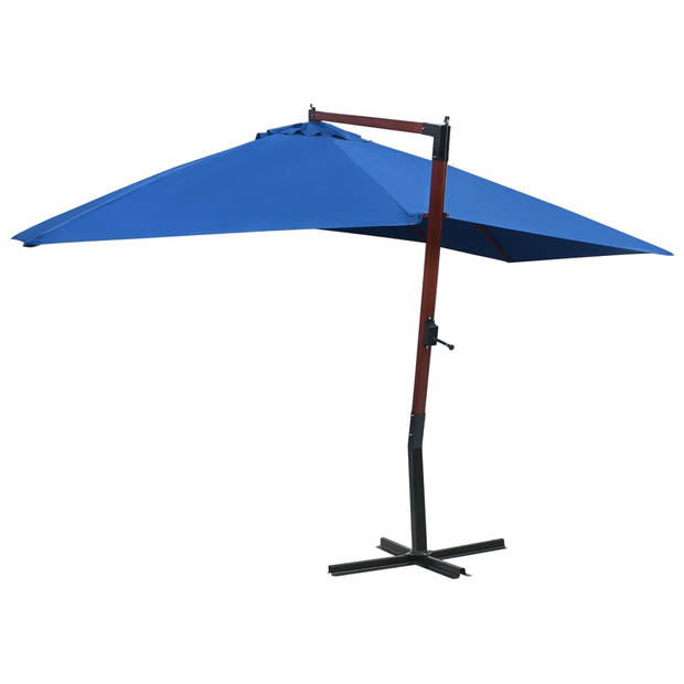 vidaXL Zweefparasol met houten paal 400x300 cm blauw