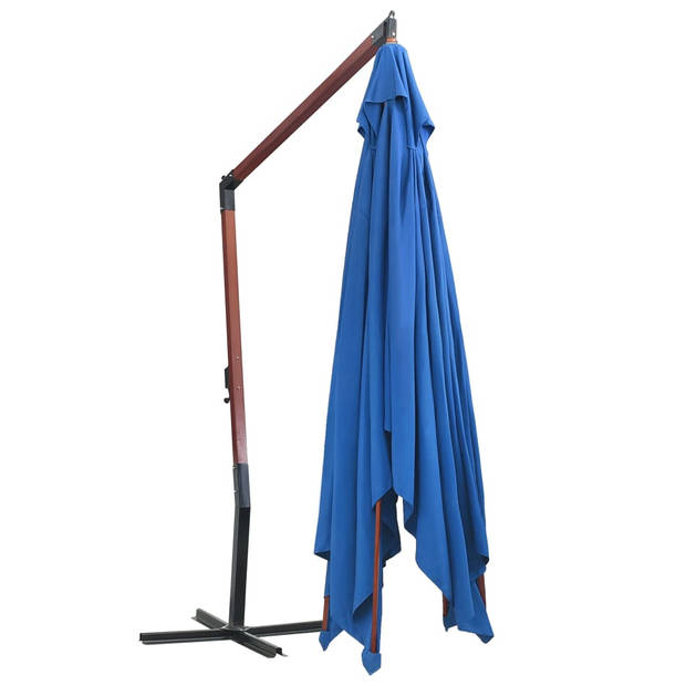 vidaXL Zweefparasol met houten paal 400x300 cm blauw