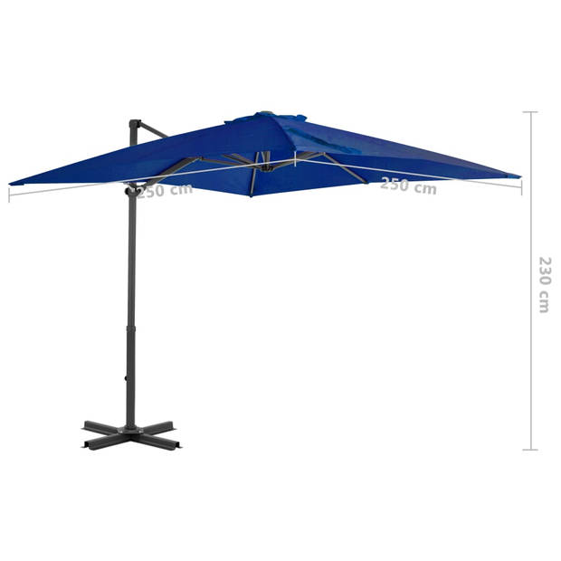 vidaXL Zweefparasol met aluminium paal 250x250 cm azuurblauw