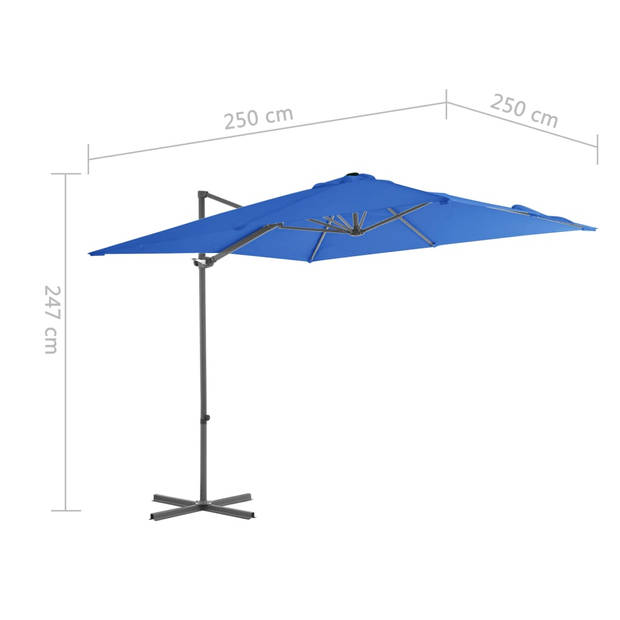 vidaXL Zweefparasol met stalen paal 250x250 cm azuurblauw