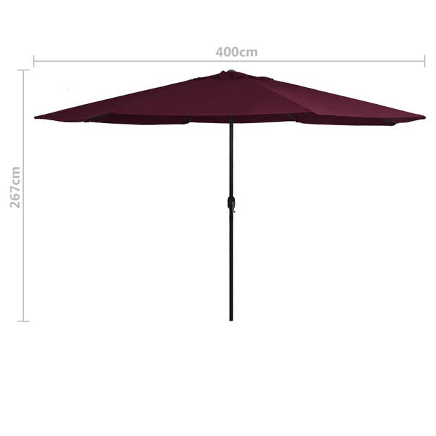 The Living Store Parasol Bordeauxrood 400 x 267 cm - Polyester en Metaal