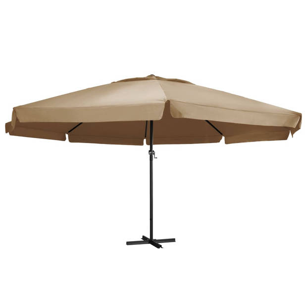 The Living Store Tuinparasol - Grote taupe parasol - UV-beschermend polyester - Sterke aluminium paal - Inclusief