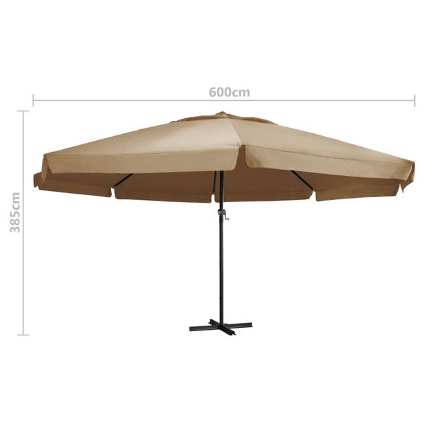 The Living Store Tuinparasol - Grote taupe parasol - UV-beschermend polyester - Sterke aluminium paal - Inclusief