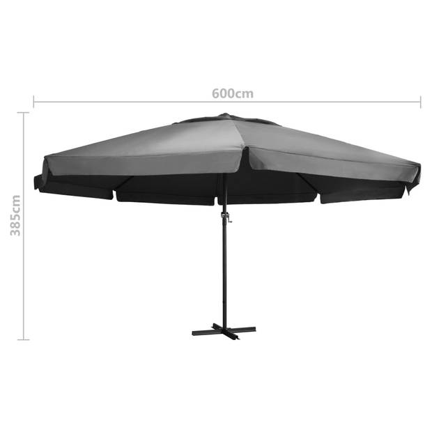 The Living Store Tuinparasol Antraciet 600x385 cm - UV-beschermend polyester - Stabiele aluminium paal - Inclusief