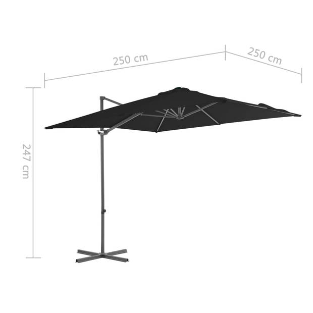 vidaXL Zweefparasol met stalen paal 250x250 cm zwart