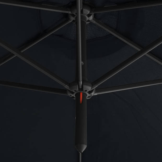 The Living Store Dubbele Parasol Zwart - 600x290x260 cm - Polyester + Staal