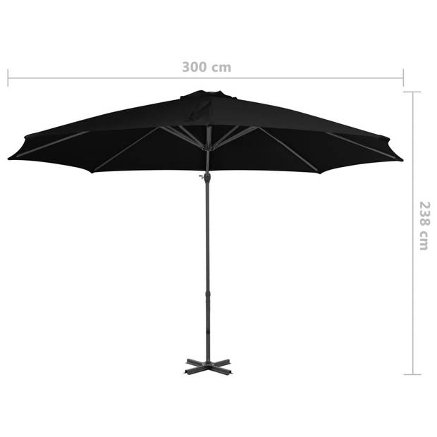 The Living Store Parasol - Hangend - Zwart - 300x238 cm - UV-beschermend - Aluminium