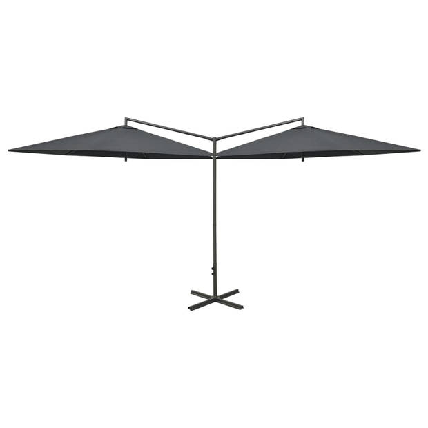 The Living Store Parasol Zeshoek - 290 cm - Antraciet - Polyester