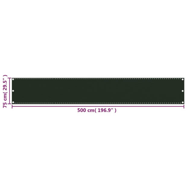 vidaXL Balkonscherm 75x500 cm HDPE donkergroen