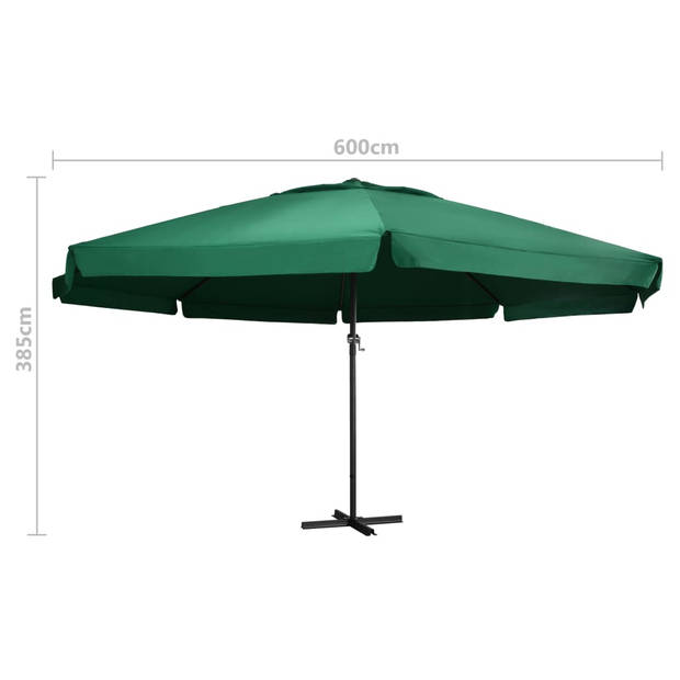 The Living Store Tuinparasol - Groen - 600 x 385 cm - Aluminium paal - UV-beschermend polyester