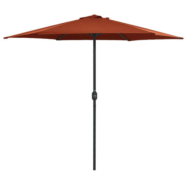 The Living Store Tuinparasol Terracotta 270x246 cm - UV-beschermend polyester - Aluminium paal - Met zwengelmechanisme