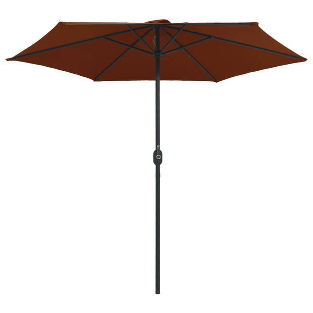 The Living Store Tuinparasol Terracotta 270x246 cm - UV-beschermend polyester - Aluminium paal - Met zwengelmechanisme