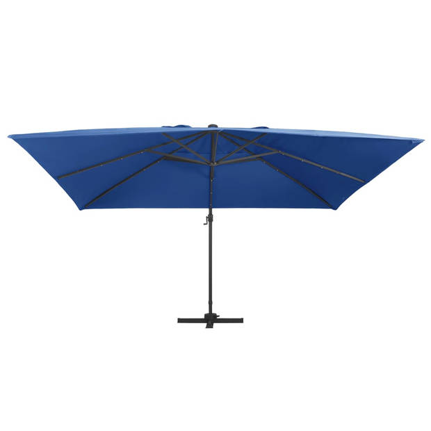 The Living Store Hangende Parasol - Zonne-energie LED Verlichting - 400 x 300 x 268 cm - Azzurro Blauw - Verstelbaar