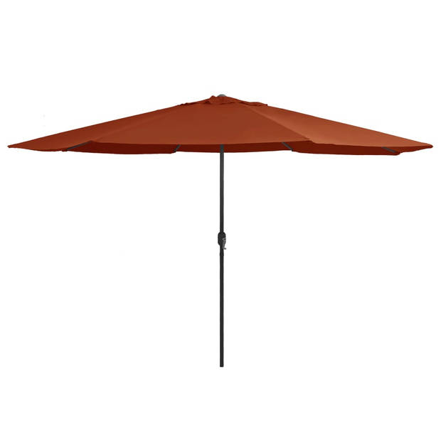 The Living Store Parasol Terracotta 400 x 267 cm - Anti-vervagend polyester - Metalen paal - 8 baleinen