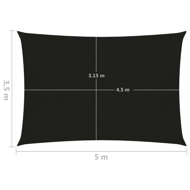 vidaXL Zonnezeil 160 g/m² 3,5x5 m HDPE zwart