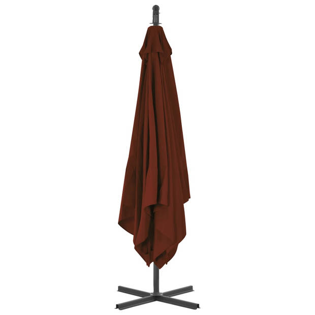 The Living Store Zweefparasol Terracotta - 250x250x260 cm - Uv-beschermend polyester - Stabiele kruisvoet - Duurzaam -