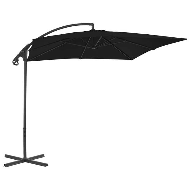 vidaXL Zweefparasol met stalen paal 250x250 cm zwart