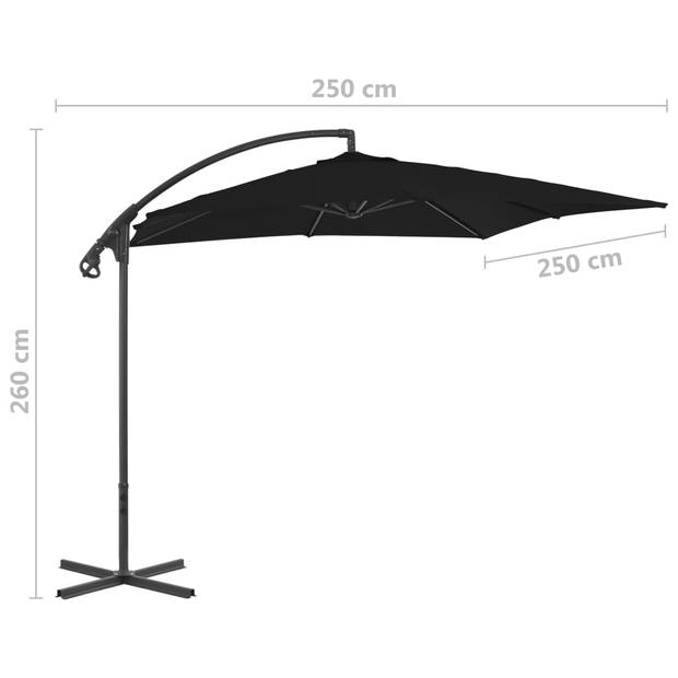 vidaXL Zweefparasol met stalen paal 250x250 cm zwart