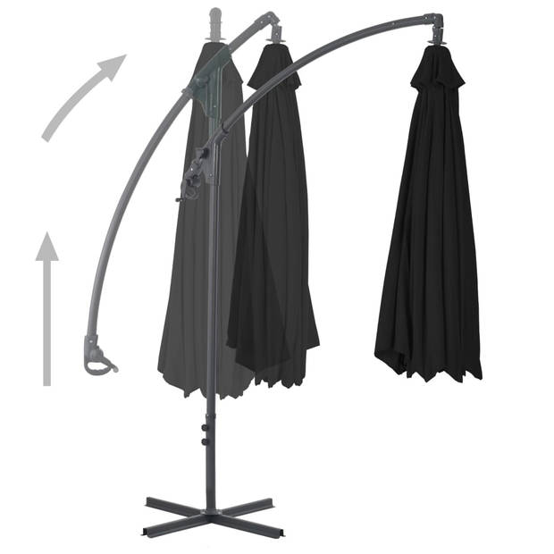 vidaXL Zweefparasol met stalen paal 250x250 cm zwart