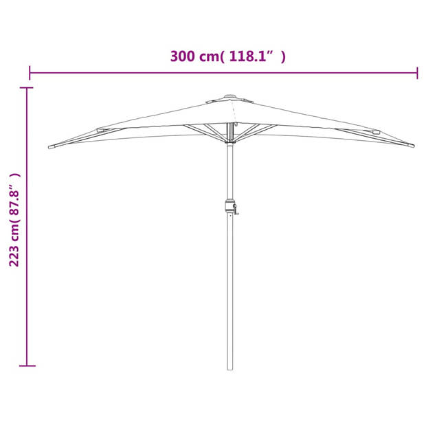 The Living Store Tuinparasol - Groen - 300 x 155 x 223 cm - UV-beschermend polyester - 38 mm paaldiameter -