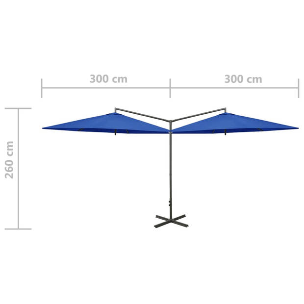 The Living Store Tuinparasol Dubbel - 600x290x260 cm - Polyester - Azuurblauw