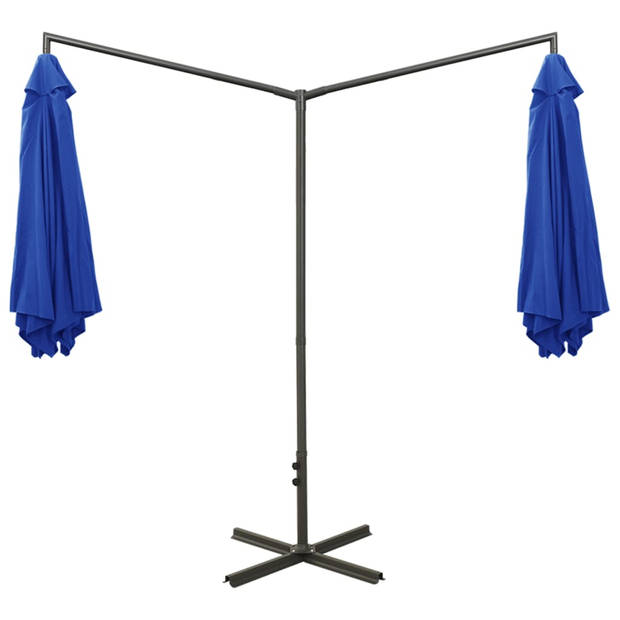 The Living Store Tuinparasol Dubbel - 600x290x260 cm - Polyester - Azuurblauw