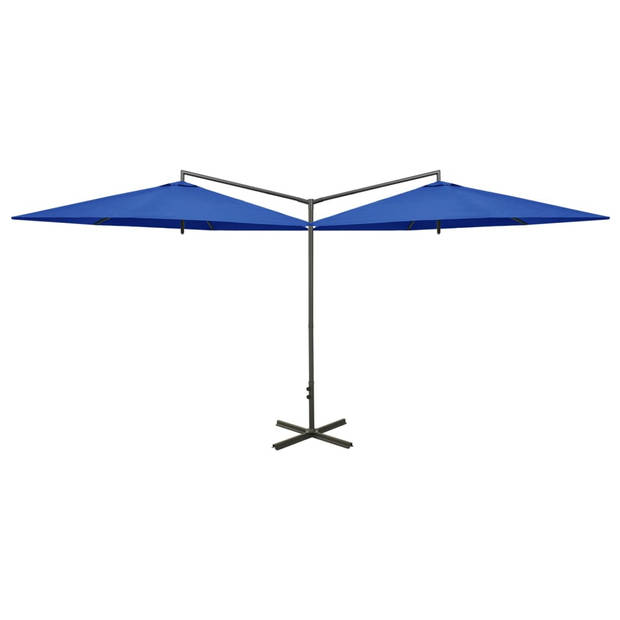 The Living Store Tuinparasol Dubbel - 600x290x260 cm - Polyester - Azuurblauw