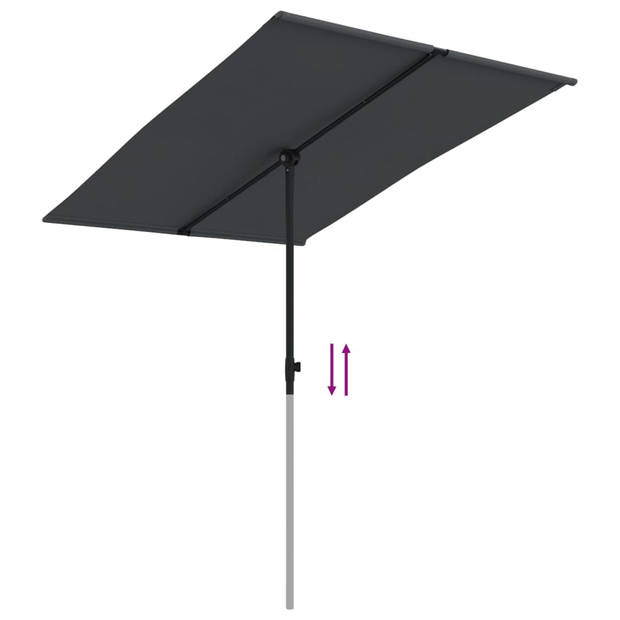 The Living Store Tuinparasol - Zwart - 200x150x(120-215)cm - UV-beschermend polyester en stalen paal