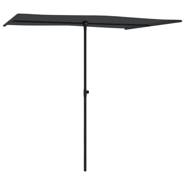 The Living Store Tuinparasol - Zwart - 200x150x(120-215)cm - UV-beschermend polyester en stalen paal