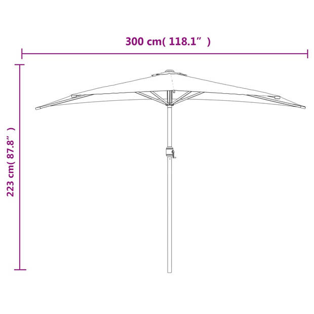 The Living Store Parasol - Halfrond - 300 x 155 x 223 cm - Zwart