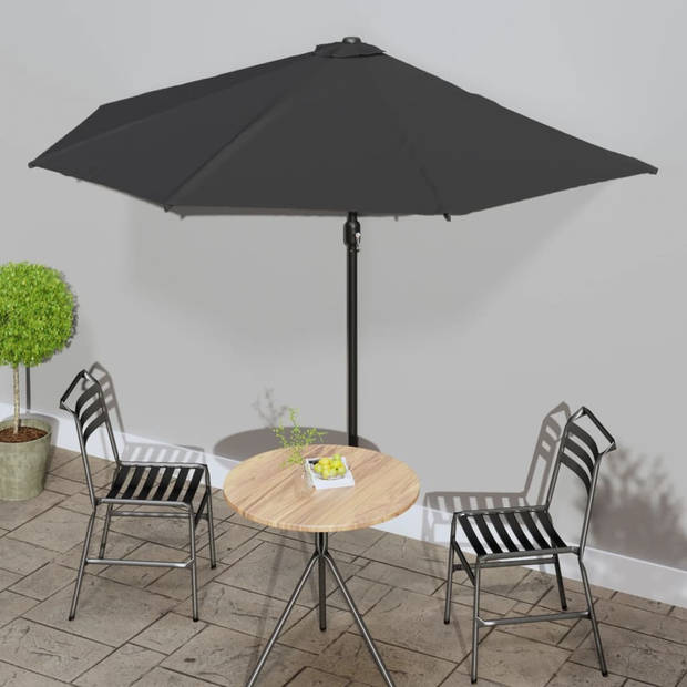 The Living Store Parasol - Halfrond - 300 x 155 x 223 cm - Zwart