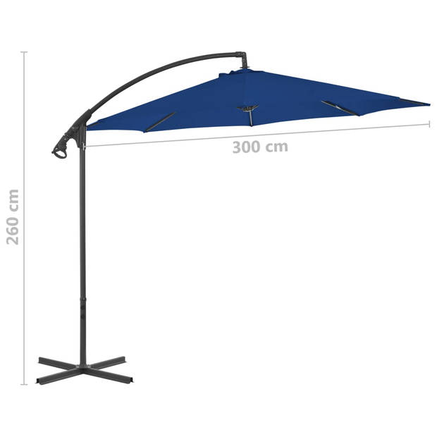 vidaXL Zweefparasol met stalen paal 300 cm azuurblauw