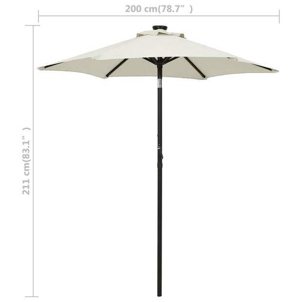 The Living Store Parasol Elegante Zand en Donkergrijze 200 x 211 cm - UV-Beschermend Polyester - Kantelbaar -