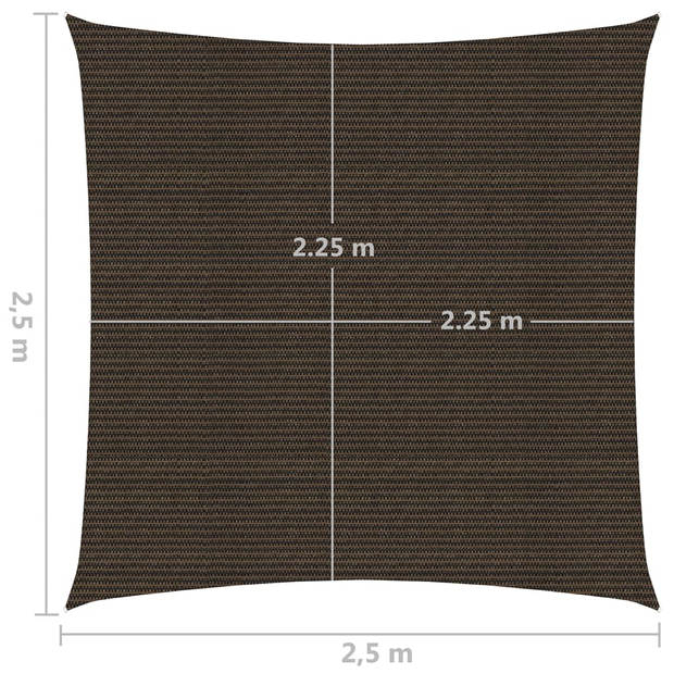 vidaXL Zonnezeil 160 g/m² 2,5x2,5 m HDPE bruin