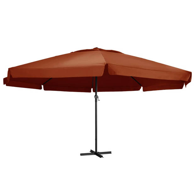 The Living Store Tuinparasol Terracotta - 600 x 385 cm - UV-bescherming - Aluminium paal - Inclusief kruisvoet -