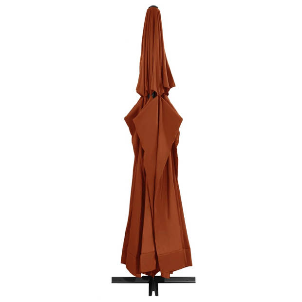 The Living Store Tuinparasol Terracotta - 600 x 385 cm - UV-bescherming - Aluminium paal - Inclusief kruisvoet -