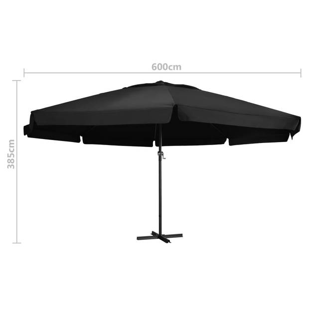 The Living Store Tuinparasol Deluxe - 600 x 385 cm - Zwart