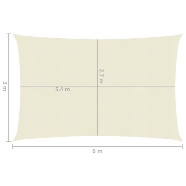 vidaXL Zonnezeil 160 g/m² 3x6 m HDPE crèmekleurig