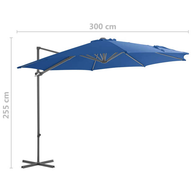 vidaXL Zweefparasol met stalen paal 300 cm azuurblauw